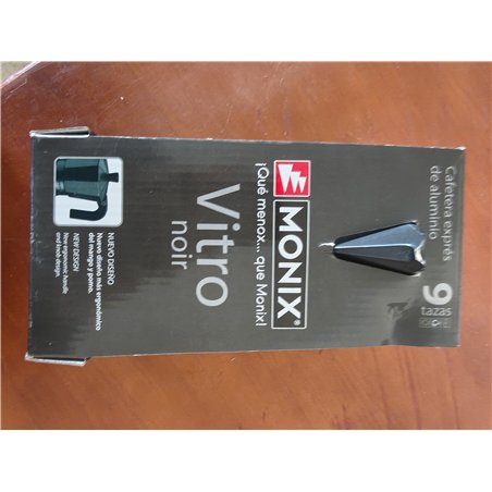 Monix Vitro Noir Cafetera Italiana de aluminio 9 tazas, Apta para todo tipo de cocinas salvo inducción, color negro