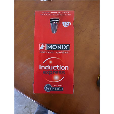 Monix Induction Express Cafetera italiana de inducción, aluminio, color plata, 12 Tazas