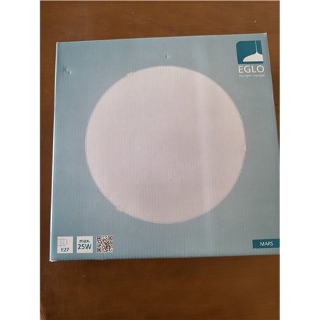 Eglo Lámpara de techo MARS, aplique de pared con 1 bombilla, lámpara de techo de acero, color blanco, vidrio blanco satinado, ca