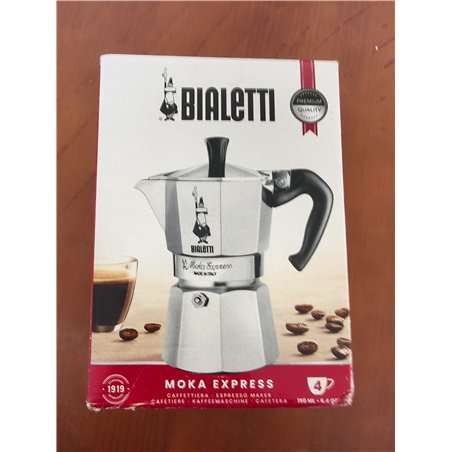 Bialetti - Moka Express: Icónica Cafetera Italiana para Espresso, Auténtico Café Italiano, Cafetera 4 Tazas (190 Ml), Aluminio, 