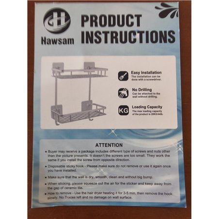 Hawsam Sin necesidad de taladrar estante ducha, Estantes de baño de aluminio espacial perforado entramado de baño muebles de bañ