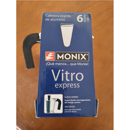 Monix Vitro Express Cafetera de aluminio 6 tazas, apta para todo tipo de cocinas excepto inducción