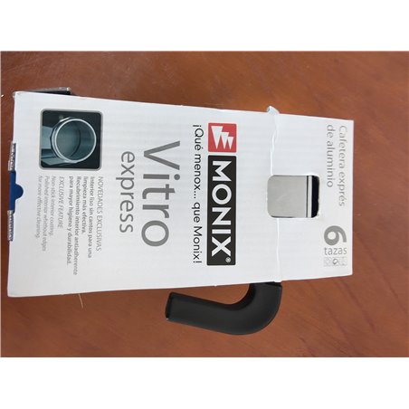 Monix Vitro Express Cafetera de aluminio 6 tazas, apta para todo tipo de cocinas excepto inducción