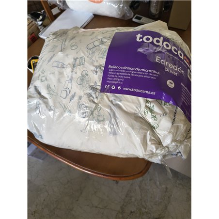 Todocama - Edredón/Relleno nórdico de Fibra antiácaros, otoño-Invierno, 300gr/m², Color Blanco (Todas Las Medidas Disponibles). 