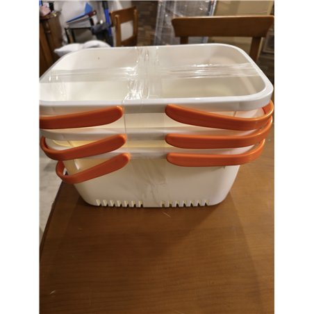 Cetomo Cesta de ducha, organizador de ducha de plástico con asa plegable, caja de almacenamiento portátil con agujeros de drenaj
