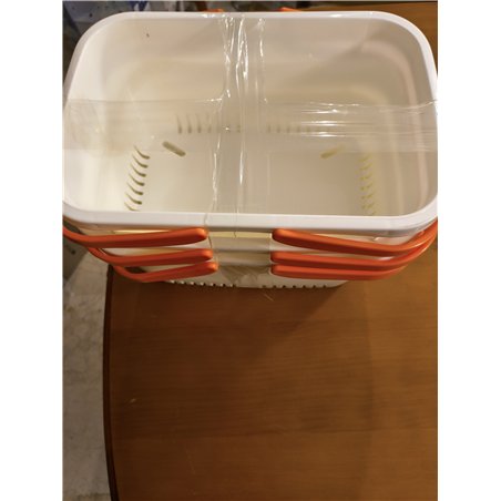 Cetomo Cesta de ducha, organizador de ducha de plástico con asa plegable, caja de almacenamiento portátil con agujeros de drenaj
