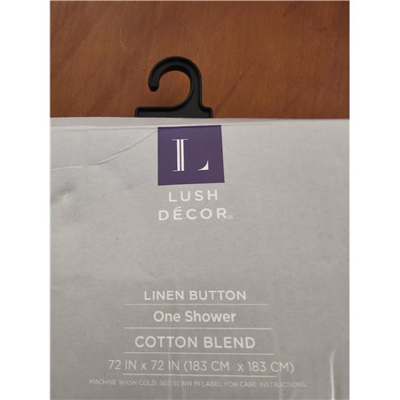 Lush Decor Cortina de Ducha de Lino con Botones, diseño Plisado de Bloque de Color con Detalle de botón de Coco, Accesorio de ba