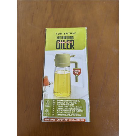 PORTENTUM Pulverizador aceite spray 2 en 1 aceitera spray pulverizador, Botella de vidrio de 500 ml / 17 oz para Freidora de Air