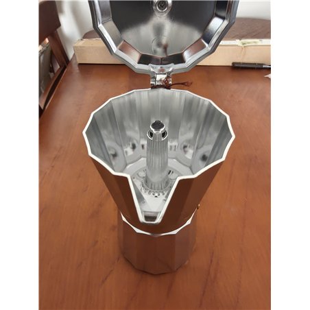 BRA Perfecta Cafetera Italiana Inducción, Aluminio, capacidad 9 tazas, color plata, 19x11x22