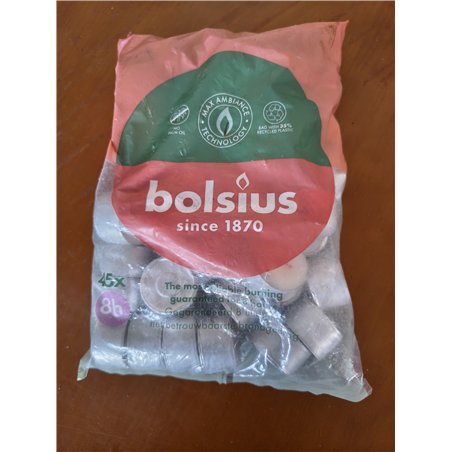 Bolsius - D-light - Velas de Té - 45 Unidades - Duración de Combustión: 8 Horas - Velas Decorativas para el Hogar - Contiene Cer