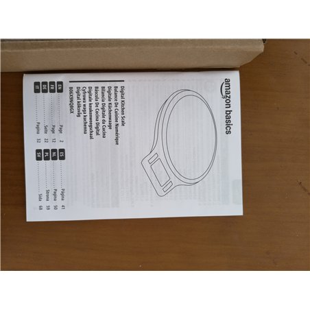 Amazon Basics Báscula de Cocina Digital con Pantalla LCD, sin bisfenol A (BPA), de Acero Inoxidable (Pilas Incluidas), Pesa hast