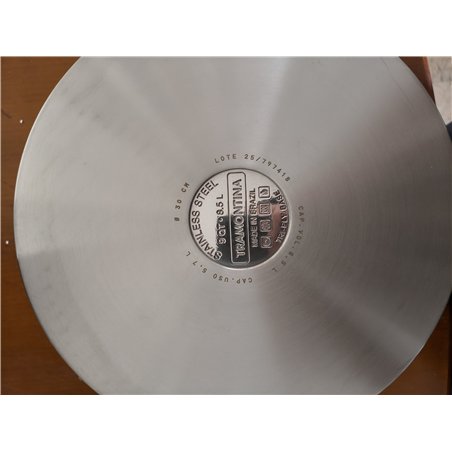TRAMONTINA - Cacerola Solar Silicone, Rasa, de Acero Inoxidable y Terminación Brillante, con Cuerpo Triple y Tapa de Vidrio, 30 