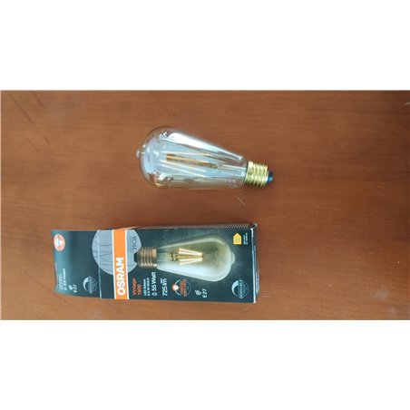 OSRAM VINTAGE 1906 Lámpara LED de filamento dorado hecha de vidrio en forma de Edison, enchufe E27, 725 lúmenes, reemplazo de 55