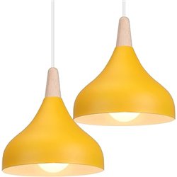 iDEGU Lámpara de Techo Retro LED Lámpara Colgante Moderna Estilo Gota E27 Iluminación de techo Vintage en Madera Metal Lámpara m