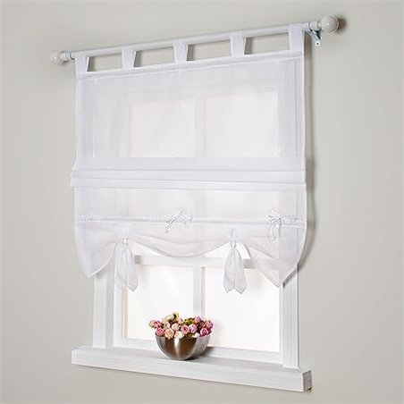 SIMPVALE Condole Estilo Romano L caida Sombra Ventana Cortina para Balcon y de la Cocina, Blanco, 100cm*155cm
