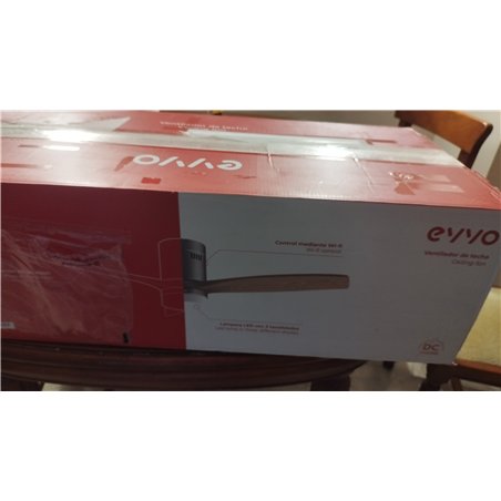 EVVO Ventilador de Techo Luz LED y WIFI, Silencioso, Ø132cm, 3 Aspas, Motor DC 40W, 6 Velocidades, Temporizador hasta 4h, Funció