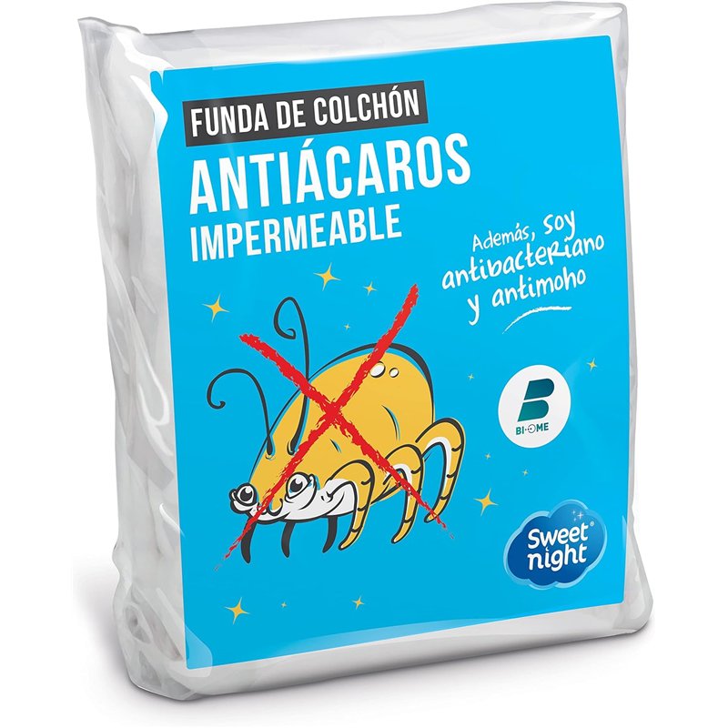 Sweetnight Protector de colchón 2x80x200 cm, Cama articulada, Cubrecolchón impermeable y antiácaros, Rizo 100% algodón, Silencio