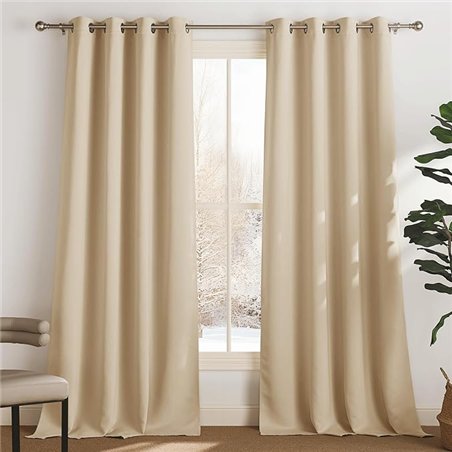 PONY DANCE Blackout Curtains Cortinas Termicas Aislantes Frio y Calor Opacas con Ojales para Dormitorio Comedor Salon Modernas 2