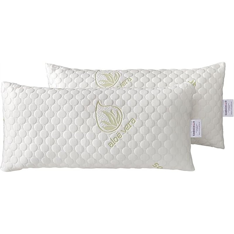 Todocama - Almohada viscoelástica Aloe Vera con Copos 100% viscoelásticos. Tejido Strech Aloe Vera. Termoregulable. Firmeza Medi