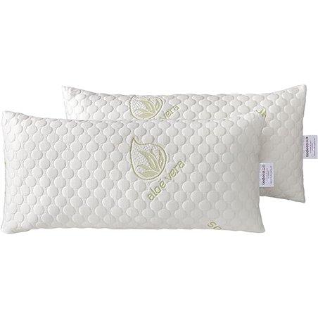 Todocama - Almohada viscoelástica Aloe Vera con Copos 100% viscoelásticos. Tejido Strech Aloe Vera. Termoregulable. Firmeza Medi