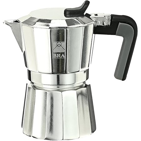 BRA Deluxe Cafetera, Metal, Plata, 3 tazas