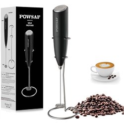 POWSAF Espumador de Leche, Batidor Leche Espuma con Soporte, 13000 RPM, Espumadera de Electrico, Batidora para Café, Latte, Capp