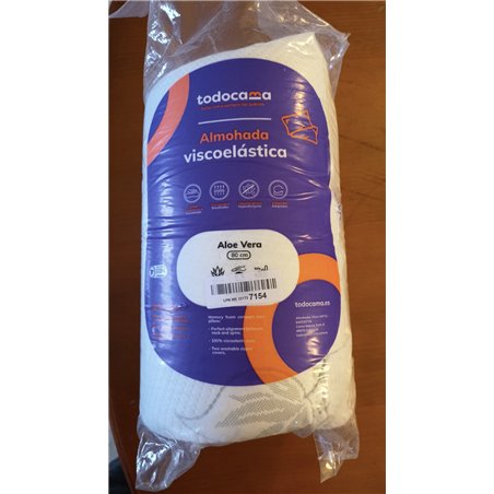 Todocama - Almohada viscoelástica, 80 cm núcleo Compacto. Doble Funda con Cremallera. Tejido Aloe Vera. Termorregulable adaptabi