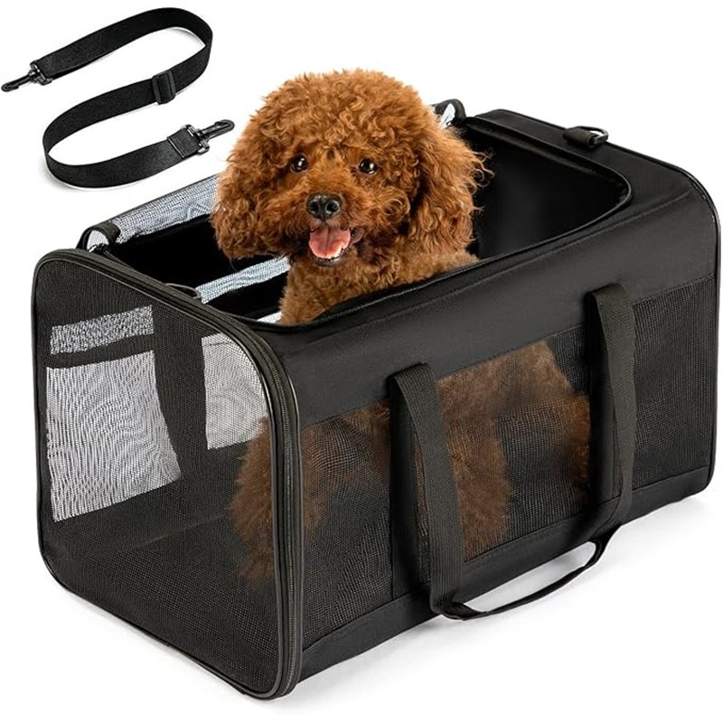Conlun Transportín para Perros Flexible – Bolsa Plegable con Malla 4 Lados para Gatos Grandes y Perros hasta 9kg, Tamaño L con v