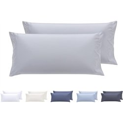 Todocama – Juego de 2 Fundas de Almohada, Microfibra Extra Suave, hipoalergénicas. Juego de 2-80x40 cm Gris Claro