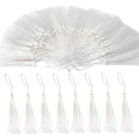 Borlas de Flecos Decorativas 100 Piezas para Tiradores, Manualidades, Fabricación de Joyas, Recuerdo y Marcadores