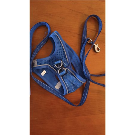 Arnés para Perros Pequeños y Medianos, con Correa de 1,4 m, Reflectante, Transpirable, M, Azul