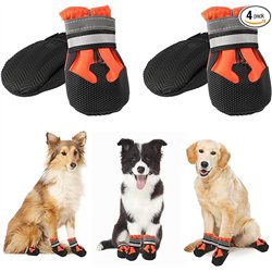 4 Piezas Protector de la Pata de Las Botas del Perro,Botas para Perros,Zapatos Impermeables para Perros con Correas Reflectantes