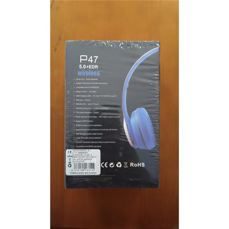 Auricular Bluetooth P47 Color AzulAuricular Bluetooth P47 Color Azul