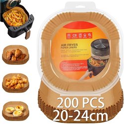 20-24cm Papel Freidora Aire, 200 Piezas Papel Air Fryer Cuadrado, Antiadherente Desechable Papel Horno Freidora Aire, Forro Pape