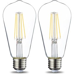Amazon Basics Bombilla LED E27 Vintage Edison, ST64, 7 W (equivalente a 60 W), filamento transparente, no regulable, paquete de 