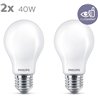 Philips - Bombilla LED cristal 40W estándar E27 luz blanca fría, mate, no regulable pack 2