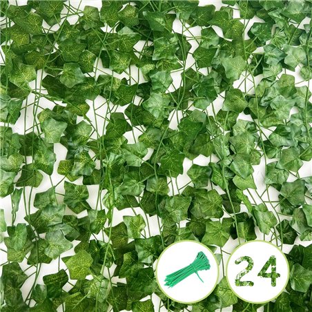Nutabevr 24 Piezas*2.2m Enredaderas Artificiales con 50 Bridas para Cables, Plantas Decorativas Artificiales para Cocina, Vides 