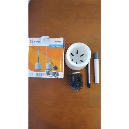 ‌Ibergrif Escobilla de Baño con Soporte Antimicrobiano | Cepillo Inodoro Secado Rápido | Montaje Pared/Suelo | Blanco