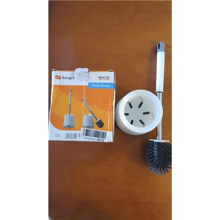 ‌Ibergrif Escobilla de Baño con Soporte Antimicrobiano | Cepillo Inodoro Secado Rápido | Montaje Pared/Suelo | Blanco