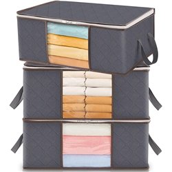 Lifewit Organizador Ropa, Cajas Almacenaje Ropa Plegable con Asa Reforzada, Bolsas para Guardar Ropa de Tejido Resistente y Vent