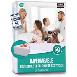 Utopia Bedding Protector de Colchón 135 x 190 x 30 cm Impermeable, Viscosa, Certificación Oeko-Tex, Funda Colchón Transpirable, 