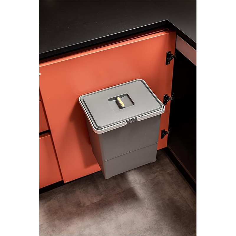 Elletipi Easy 2.0 PBD SP SG34 Cubo de basura de plástico reciclado, para cualquier entorno, capacidad de 18 litros con tapa. Fij