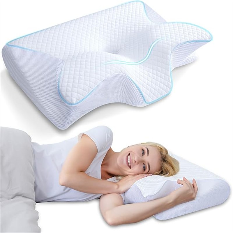 HOMCA Almohada Cervical, 2 en 1 Almohada Ergonómico Espuma de Memoria Almohada para Soporte de Cabeza/Cuello/Hombro, Relajación 
