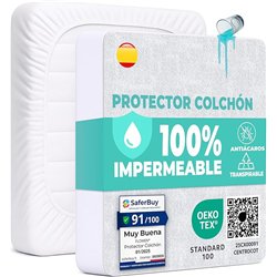 Protector Colchón 90 x 190 cm Funda Colchón Impermeable Sábana Bajera Impermeable de Algodón y Microfibra Cubre Colchón para Cam
