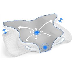 Almohada Cervicales y Cuello Grande, 2 in 1 Almohada Antironquidos para Aliviar el Dolor de Cuello y Espalda, Almohada Ortopedic