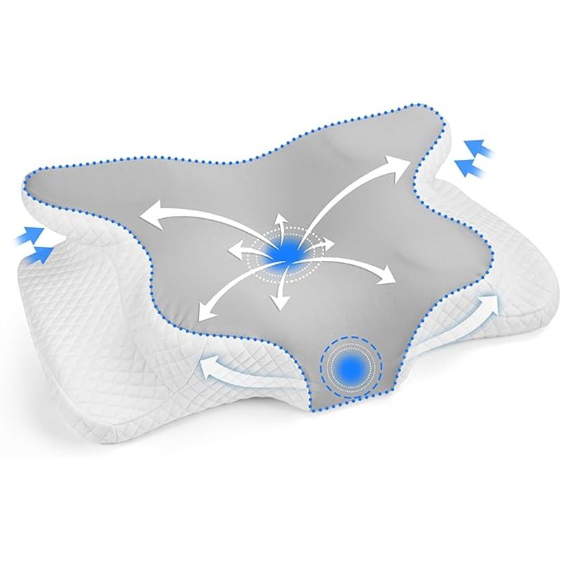 Almohada Cervicales y Cuello Grande, 2 in 1 Almohada Antironquidos para Aliviar el Dolor de Cuello y Espalda, Almohada Ortopedic
