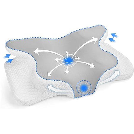 Almohada Cervicales y Cuello Grande, 2 in 1 Almohada Antironquidos para Aliviar el Dolor de Cuello y Espalda, Almohada Ortopedic