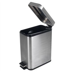 Beldray, acero inoxidable, Cubo de basura rectangular con pedal y tapa de cierre suave, 5 litros, LA041173SS, 5L