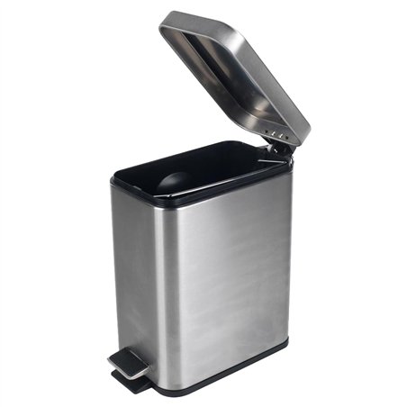 Beldray, acero inoxidable, Cubo de basura rectangular con pedal y tapa de cierre suave, 5 litros, LA041173SS, 5L
