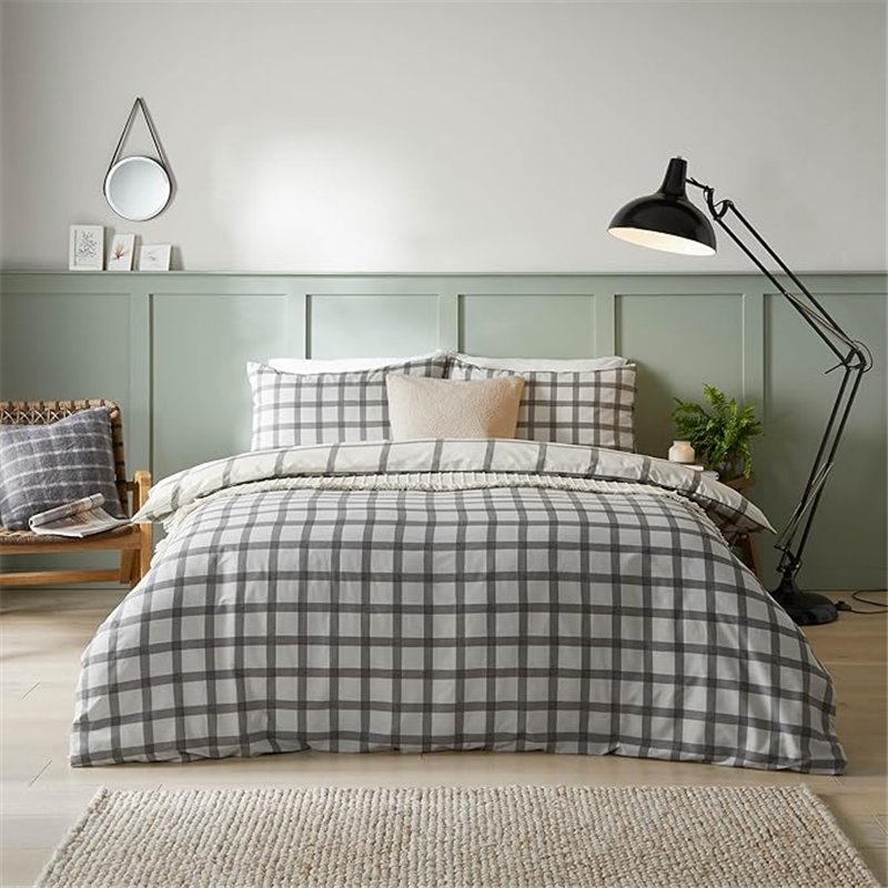 Muebles. Juego de edredón con Estampado de Cuadros Canberra - Doble - Neutro